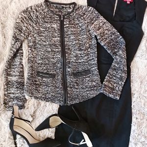 Black&White Marled Zip Cardigan